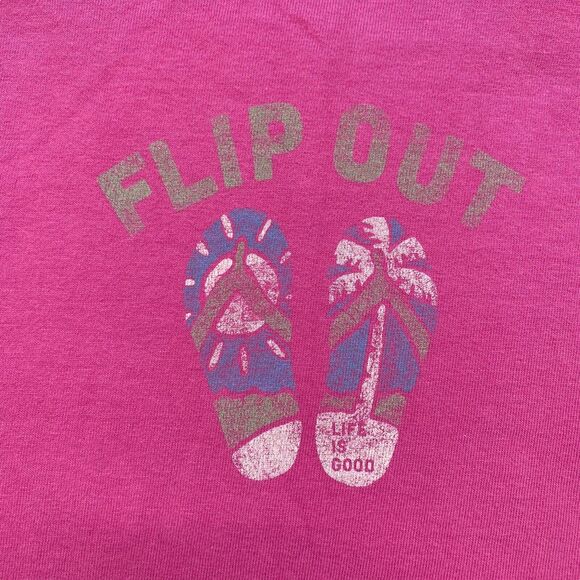 LIFE IS GOOD Flip Out Flip Flops Peony Pink Classic Fit Womens Small Long Sleeve - Picture 5 of 10